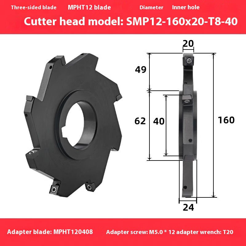2083-CNC SMP 3 face and face milling cutter head saw blade sleeve indexable milling T-slot cutter head MPHT06 0812 Shandong Denso Pricision Tools Co.,Ltd.